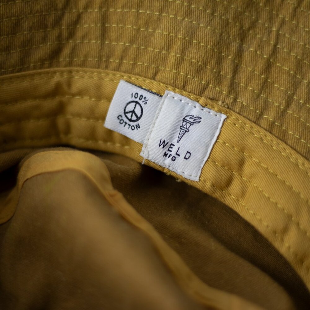 Mustard Yellow Embroidered Cotton Bucket Hat | Nature Icons | Celestial Boho - Picture 3 of 6